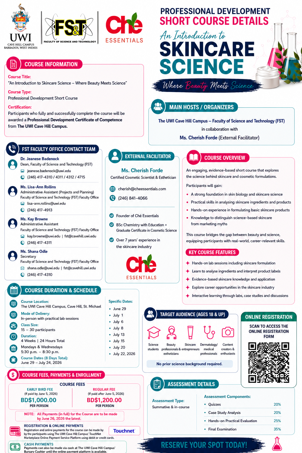Course details document introduction to skincare science short course fst faculty