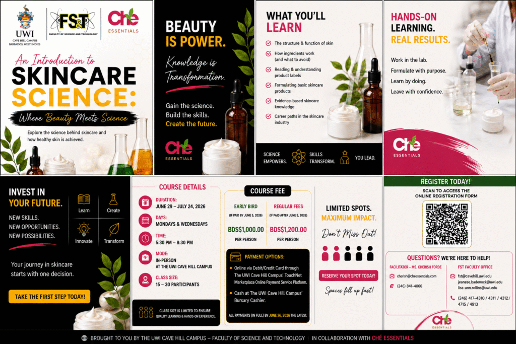 Promotional flyer (for social media) the introduction to skincare science course (june july 2026)