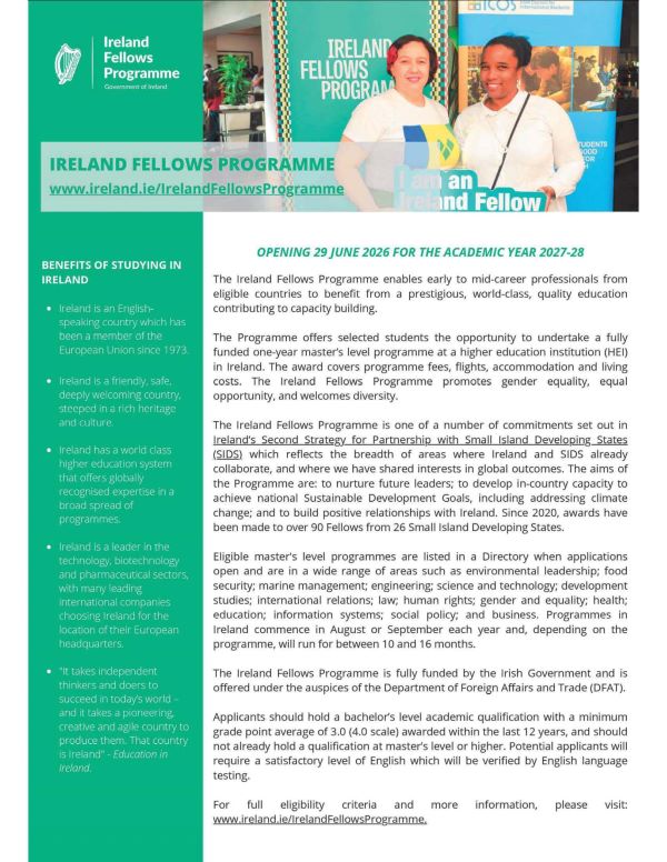 Ireland fellows programme 2027 2028