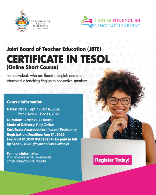 Uwi cell certificate in tesol registration open sep 2026